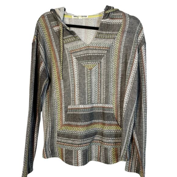 Wallflower, Size Large, Gray Chevron Lightweight Hoodie, V-Neck, Pullover, Soft - Picture 1 of 6